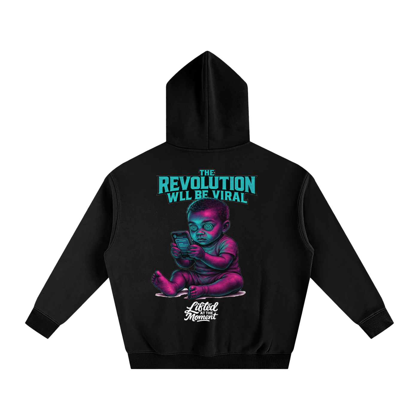 The revolution will be viral, black oversize hoodie